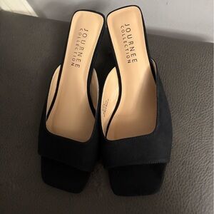 New Journee Womens Larna Slip On Kitten Heel Open Toe Dress Sandals
#B